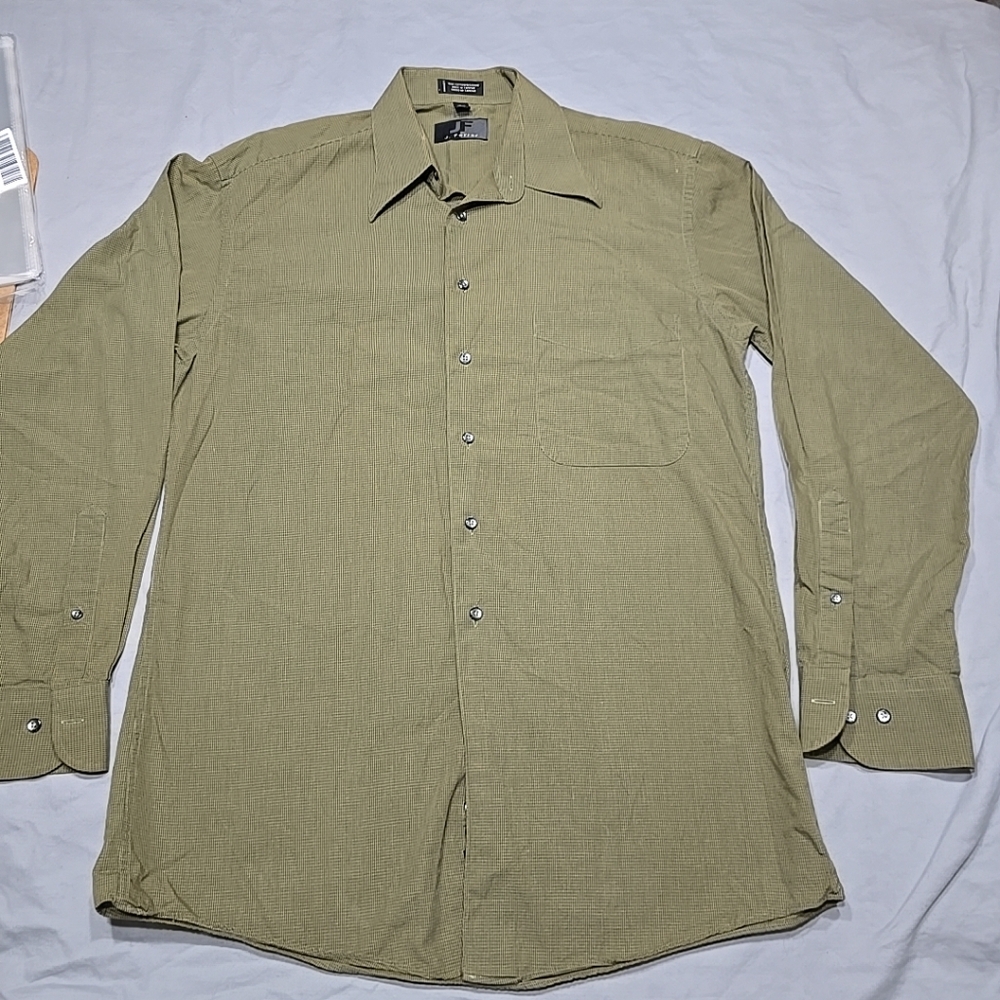 jf j.ferrar Men's Casual Green Checkered Shirt